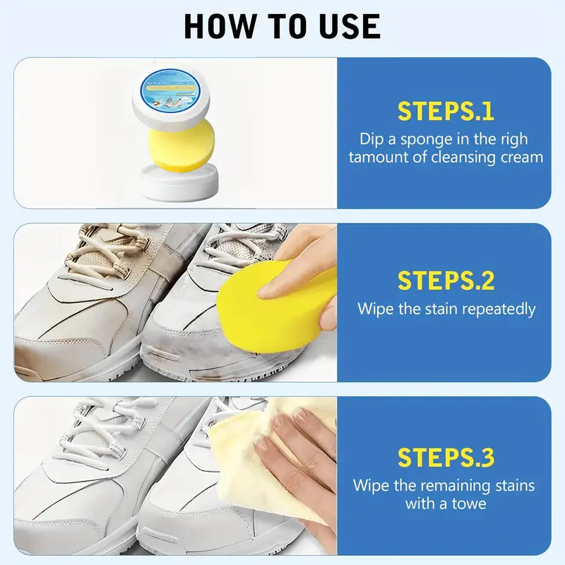 White Shoe Cleaning Paste – Whitening & Stain Remover for Shoes, Leather, Bags & Car Interiors